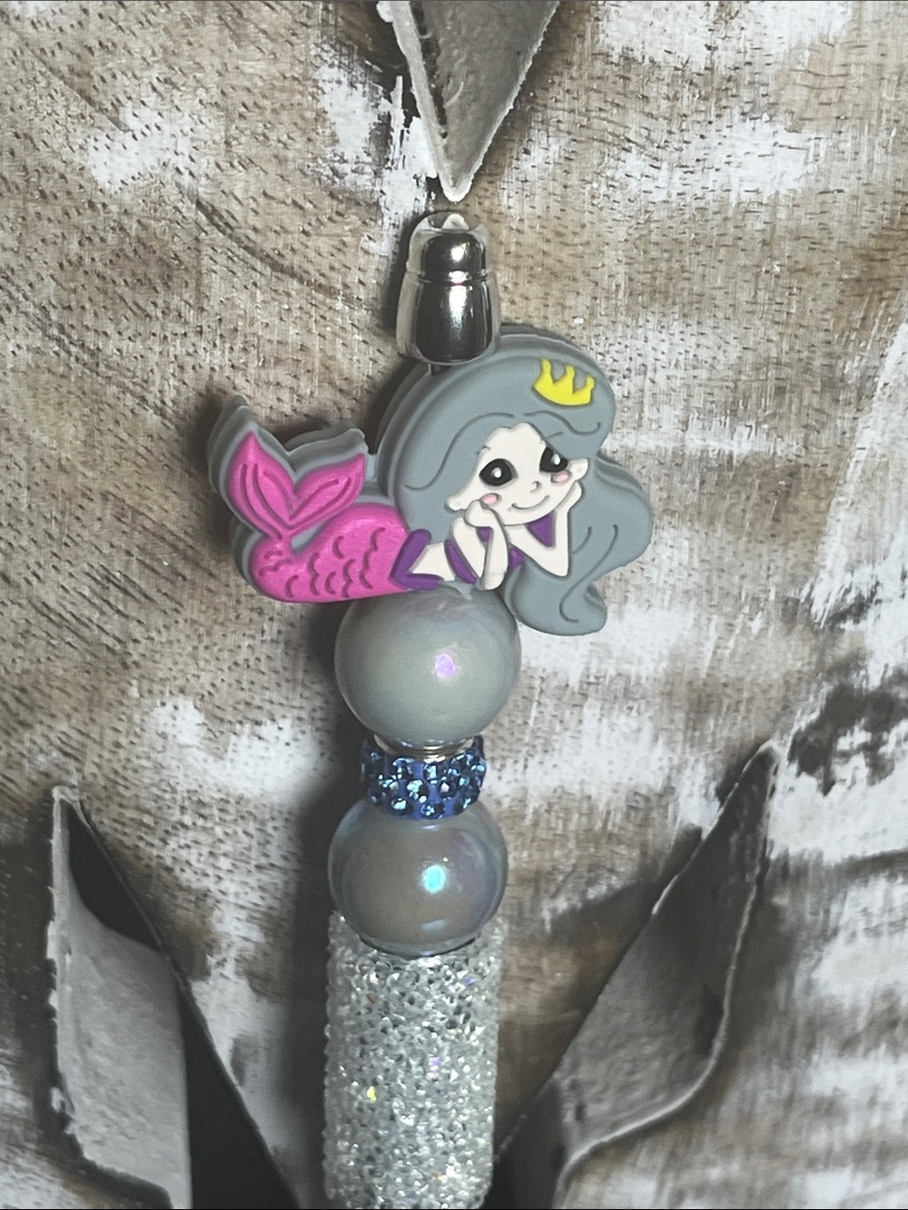 Pens By Alex - Silver Mermaid on Silver Pen